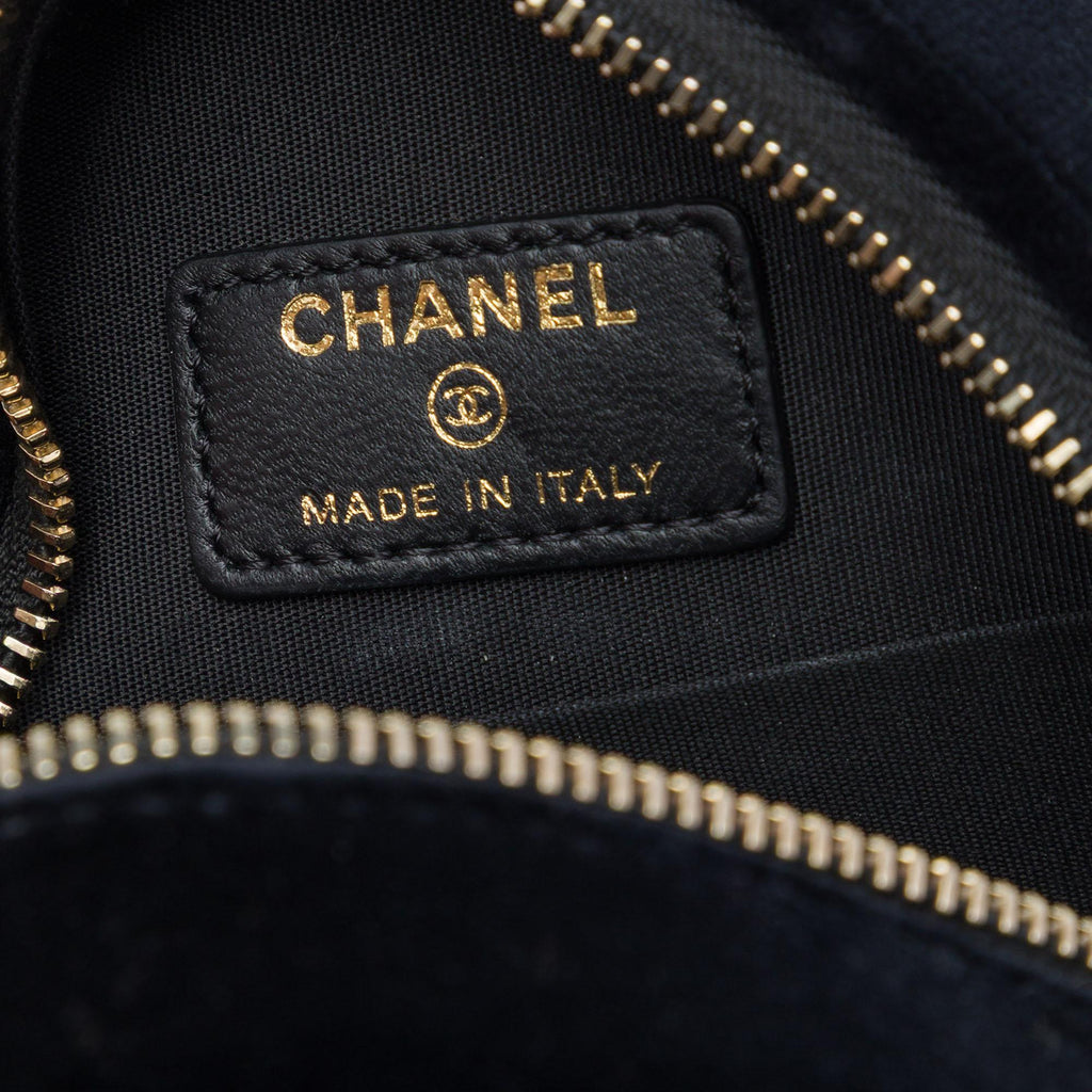 Chanel Velvet Pearl Sequin Round Crossbody Bag - Black