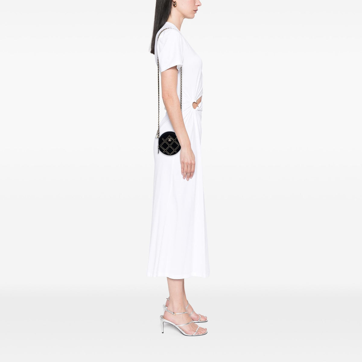 Chanel Velvet Pearl Sequin Round Crossbody Bag - Black