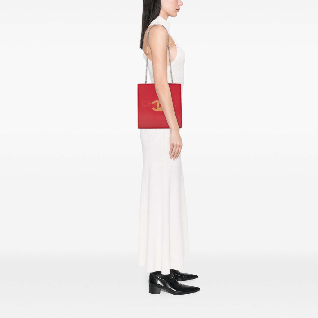 Chanel Vinyl Hologram CC Shoulder Bag - Red