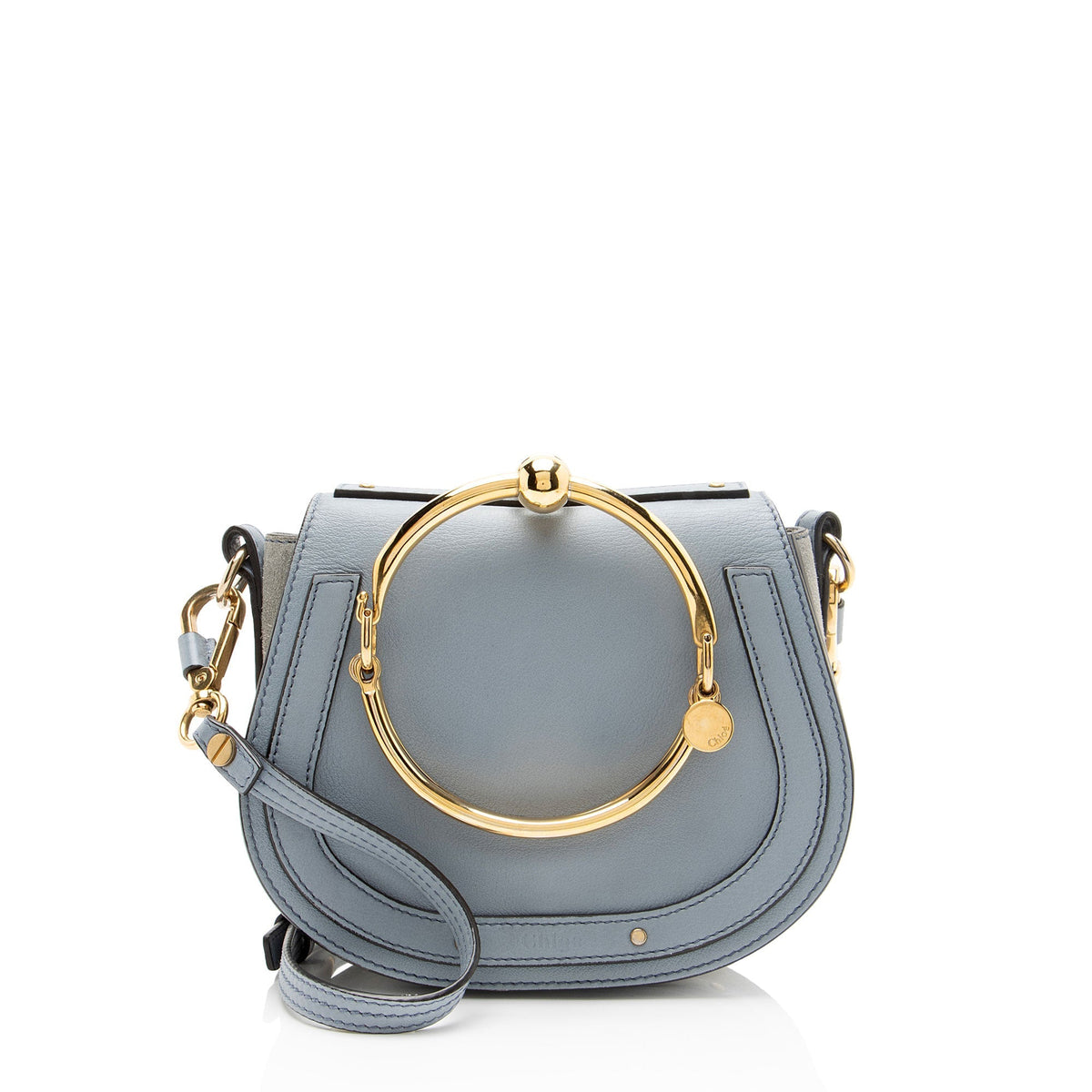 Chloe Calfskin Suede Nile Small Bracelet Bag - Blue