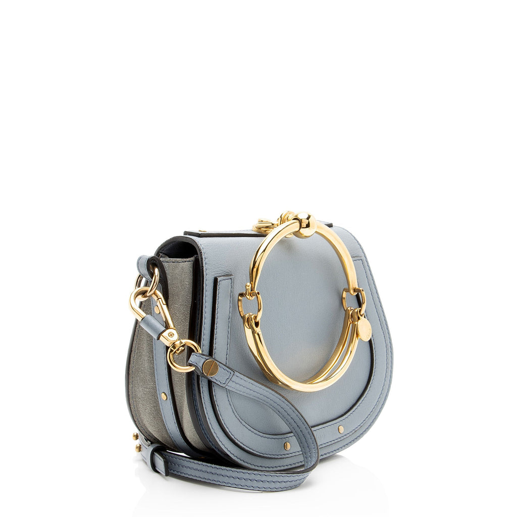 Chloe Calfskin Suede Nile Small Bracelet Bag - Blue