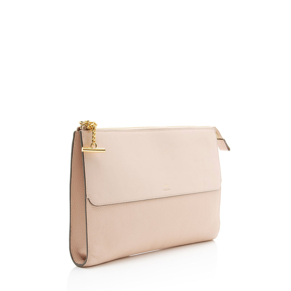 Chloe Grained Calfskin Joe Clutch - Beige/Pink