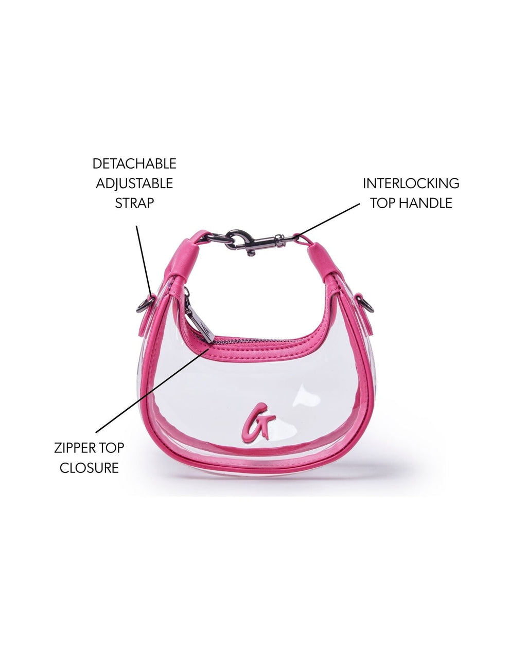 NANO CLEAR HOBO BAG - HOT PINK