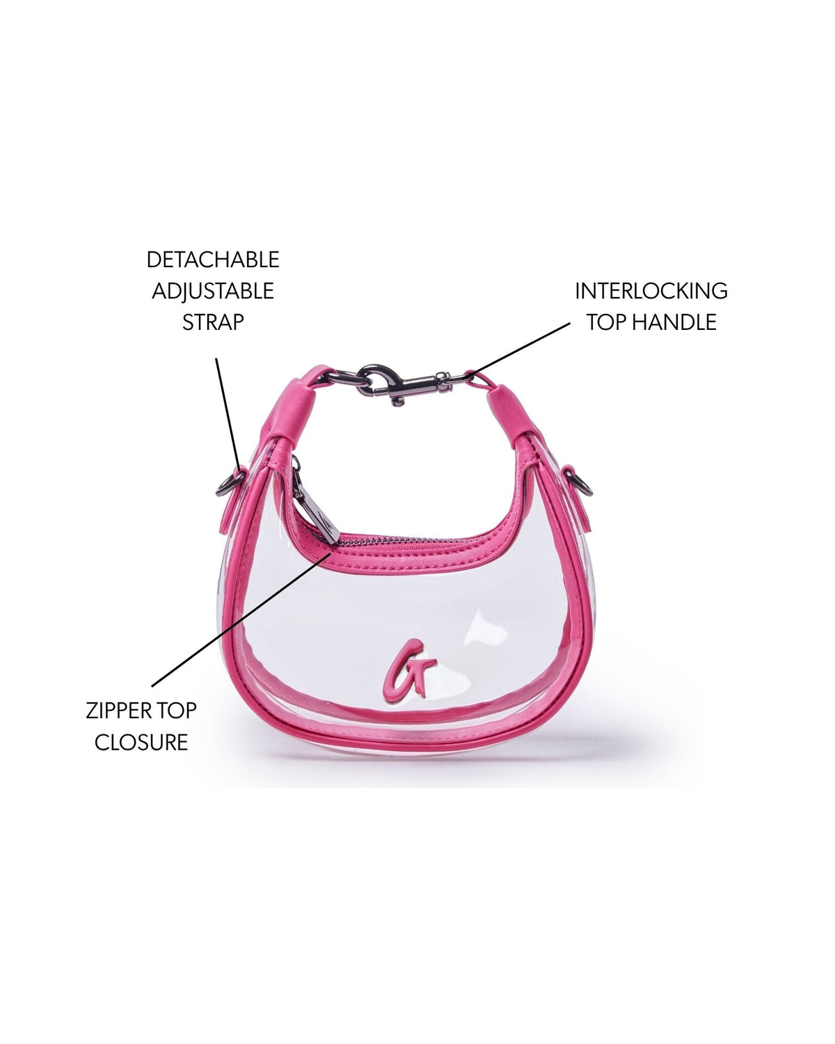 NANO CLEAR HOBO BAG - HOT PINK