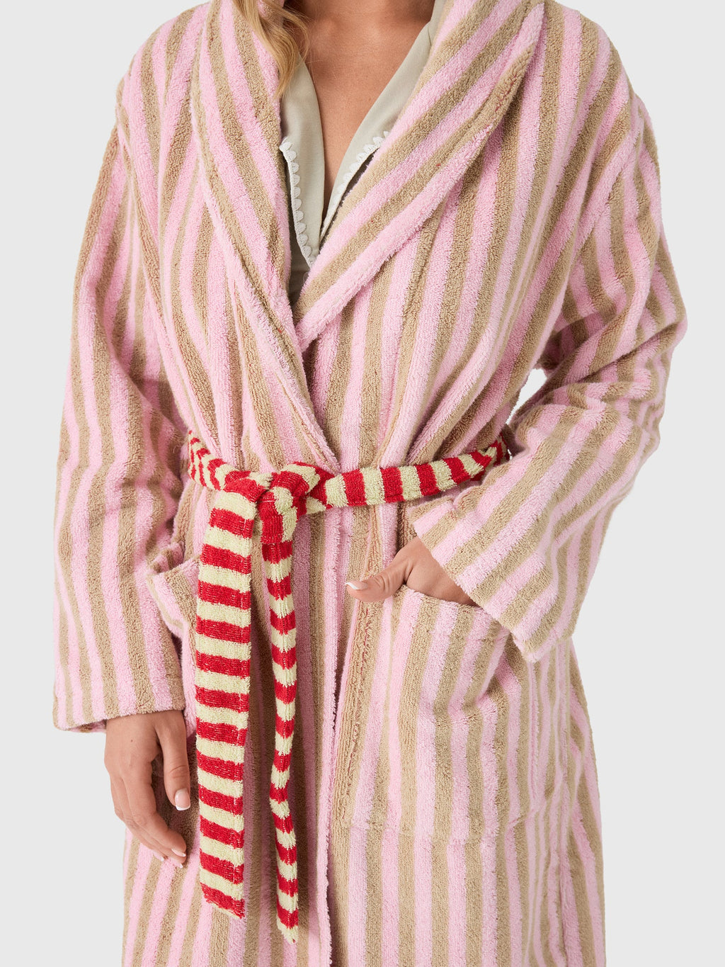 Dusen Dusen Women's Ladybug Stripe Bathrobe