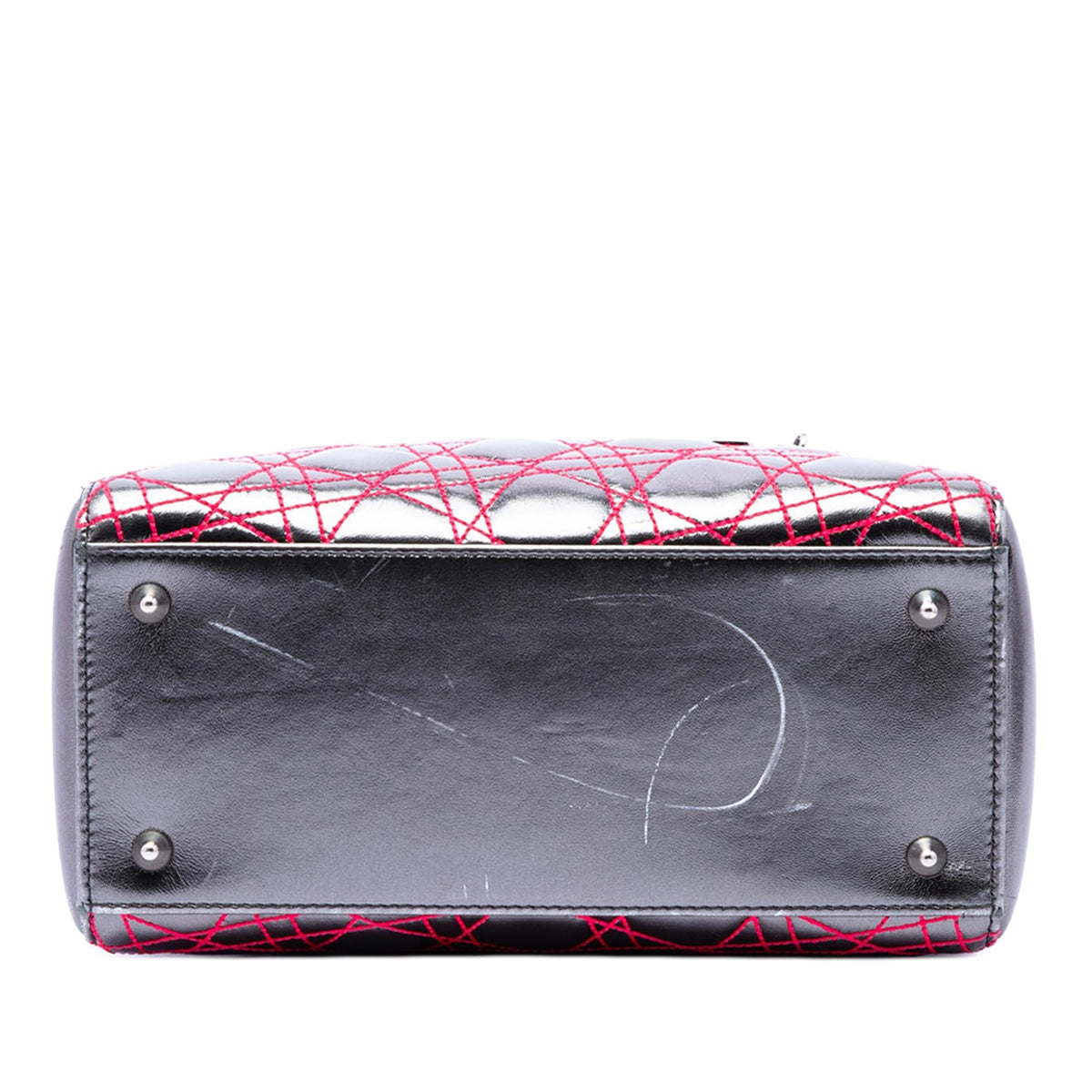 Dior Anselm Reyle Medium Metallic Lambskin Cannage Lady Dior Satchel - Grey