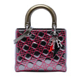 Dior Anselm Reyle Medium Metallic Lambskin Cannage Lady Dior Satchel - Grey