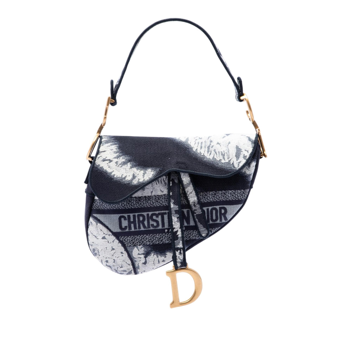 Dior Canvas Embroidered Tie Dye Saddle Bag - Blue