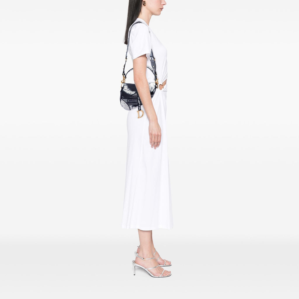Dior Canvas Embroidered Tie Dye Saddle Bag - Blue
