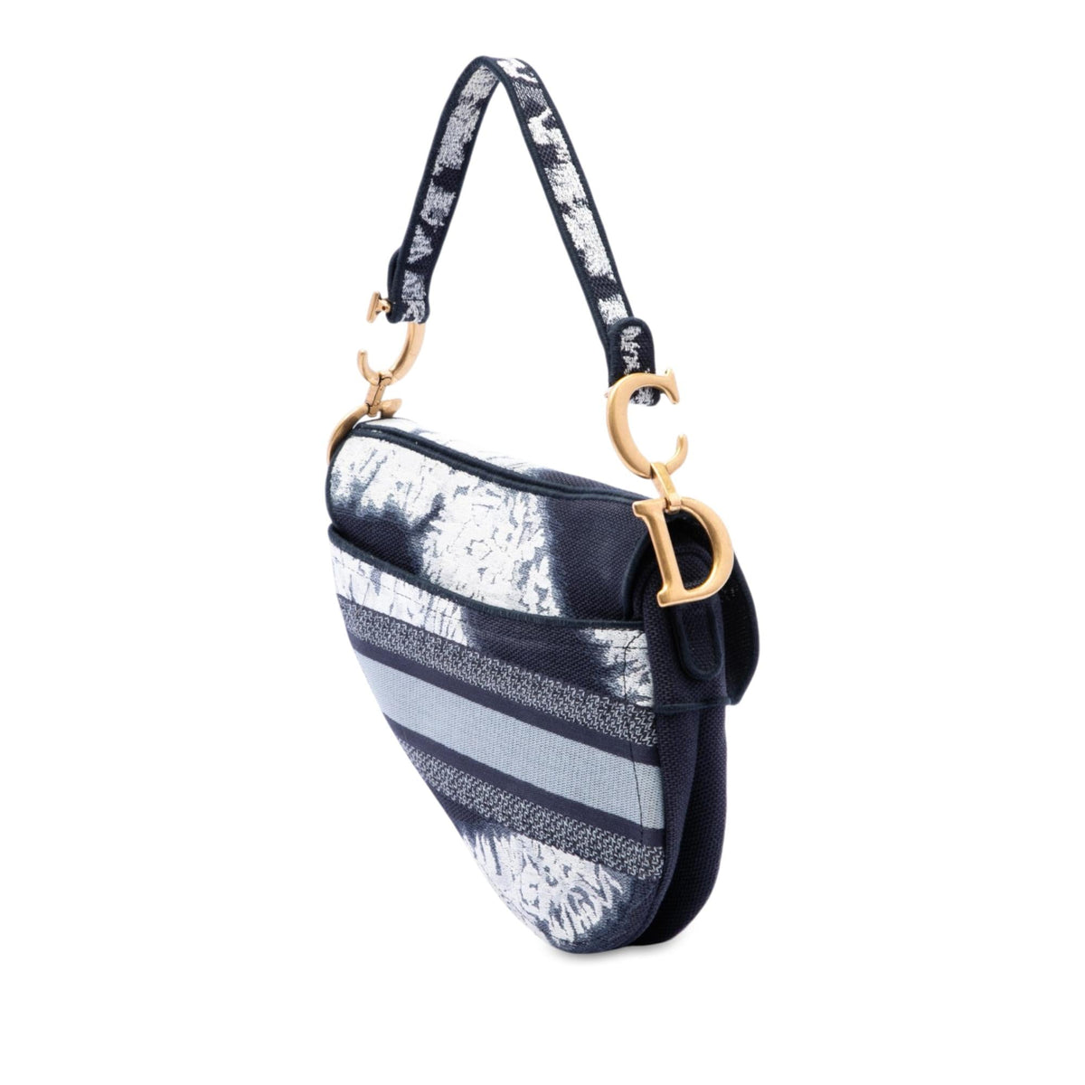 Dior Canvas Embroidered Tie Dye Saddle Bag - Blue