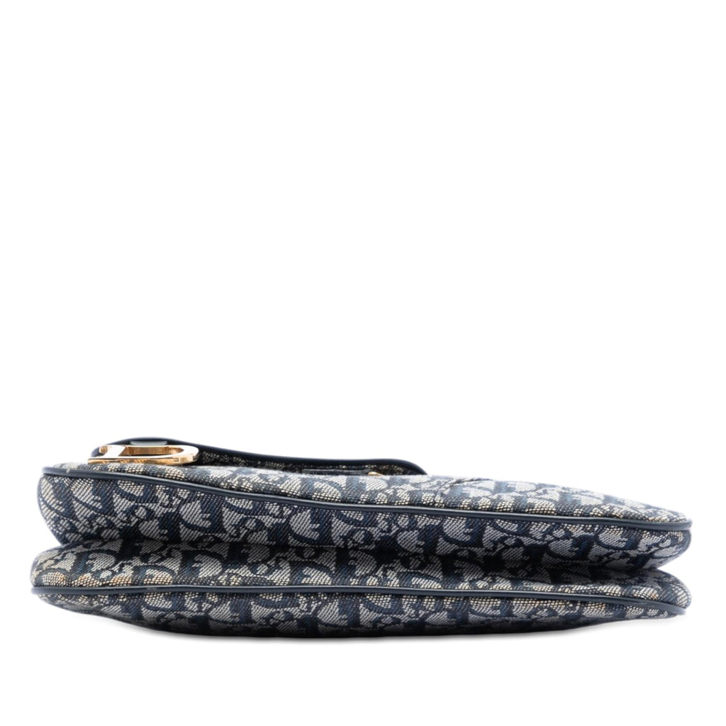 Dior Diorissimo Trotter Canvas Double Saddle Crossbody Bag - Blue