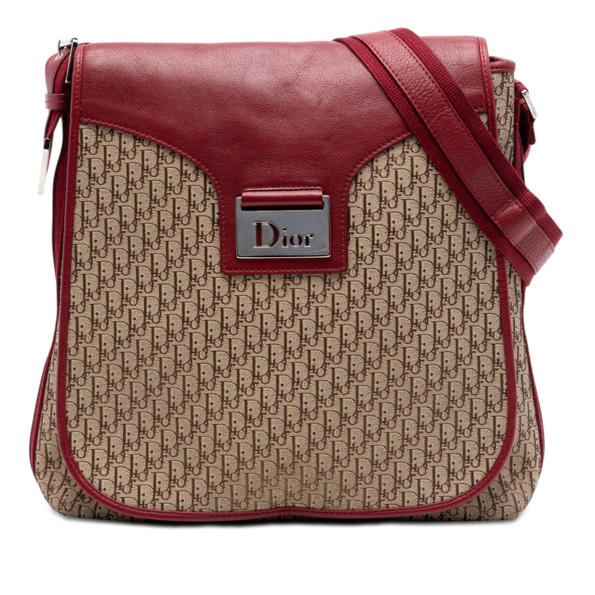 Dior Diorissimo Trotter Canvas Street Chic Crossbody Bag - Beige/Red
