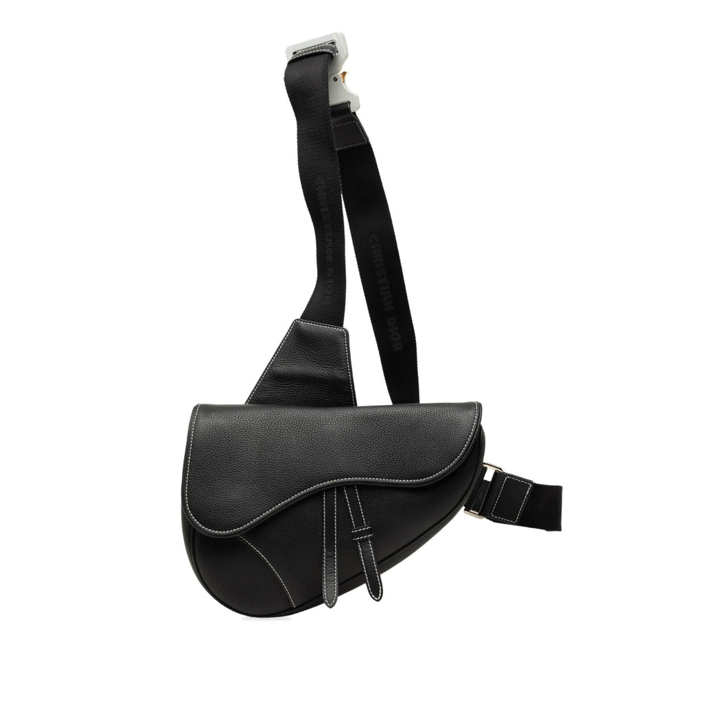 Dior Grained Calfskin Saddle Crossbody Bag - Black