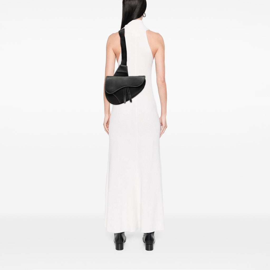 Dior Grained Calfskin Saddle Crossbody Bag - Black