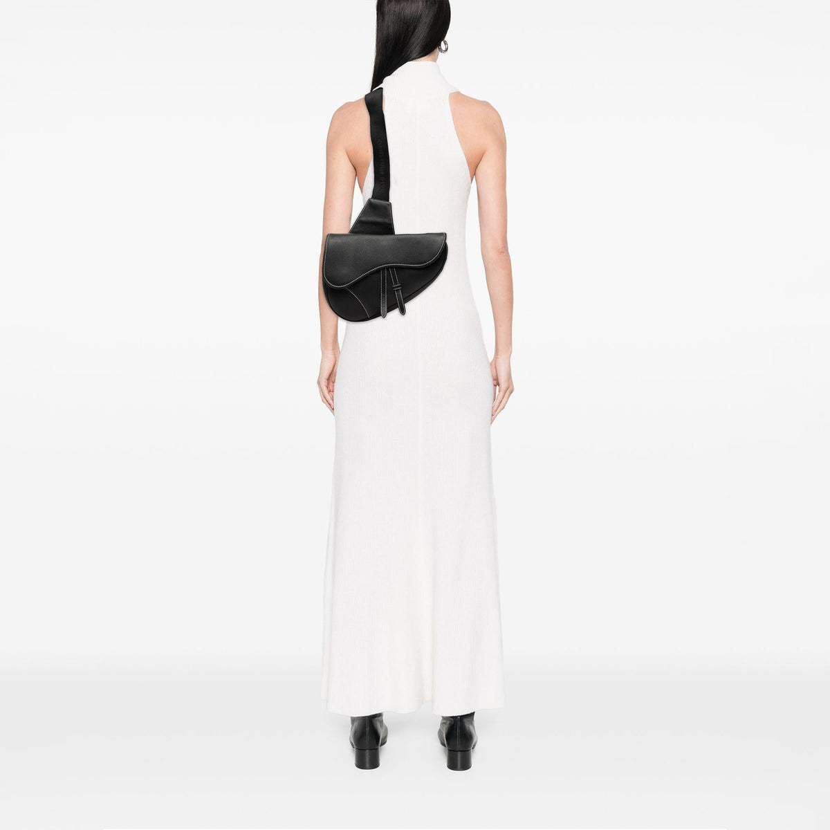 Dior Grained Calfskin Saddle Crossbody Bag - Black
