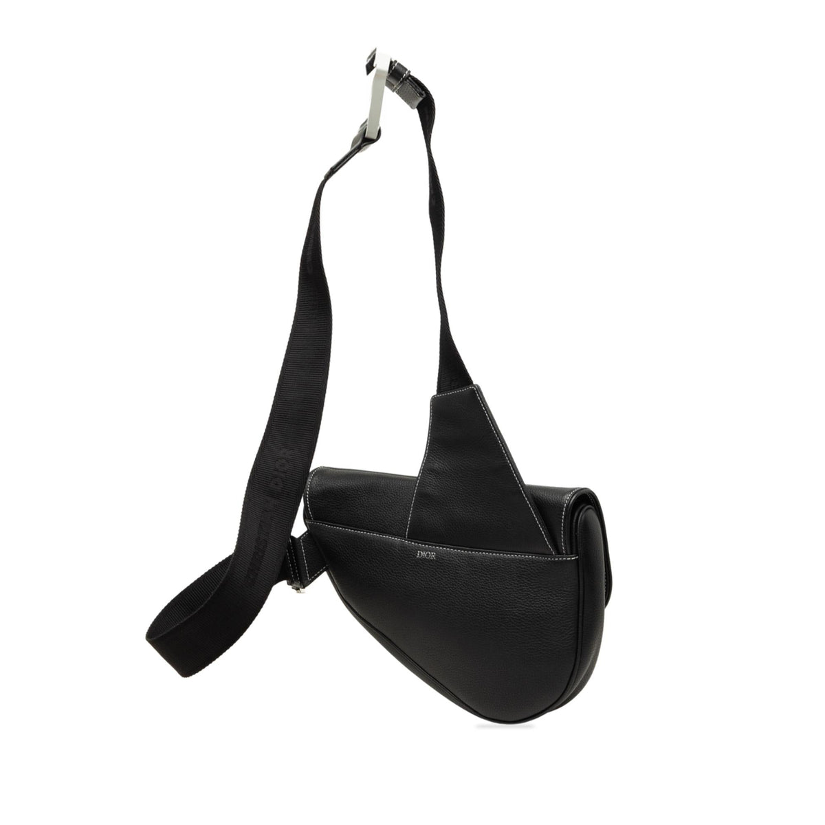 Dior Grained Calfskin Saddle Crossbody Bag - Black
