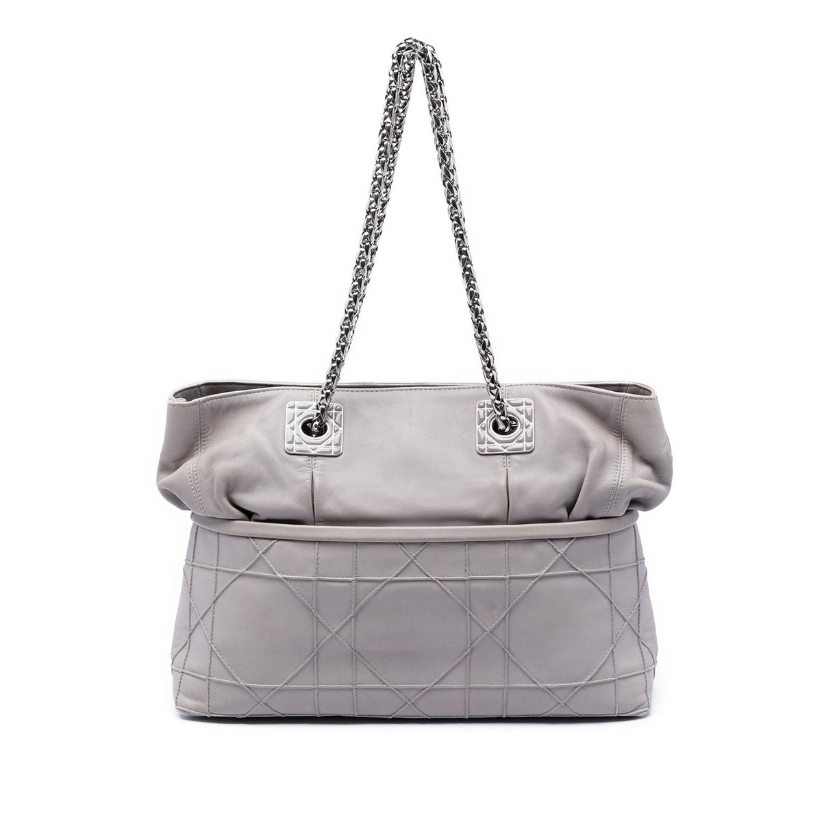 Dior Lambskin Cannage Granville Chain Tote Bag - Grey