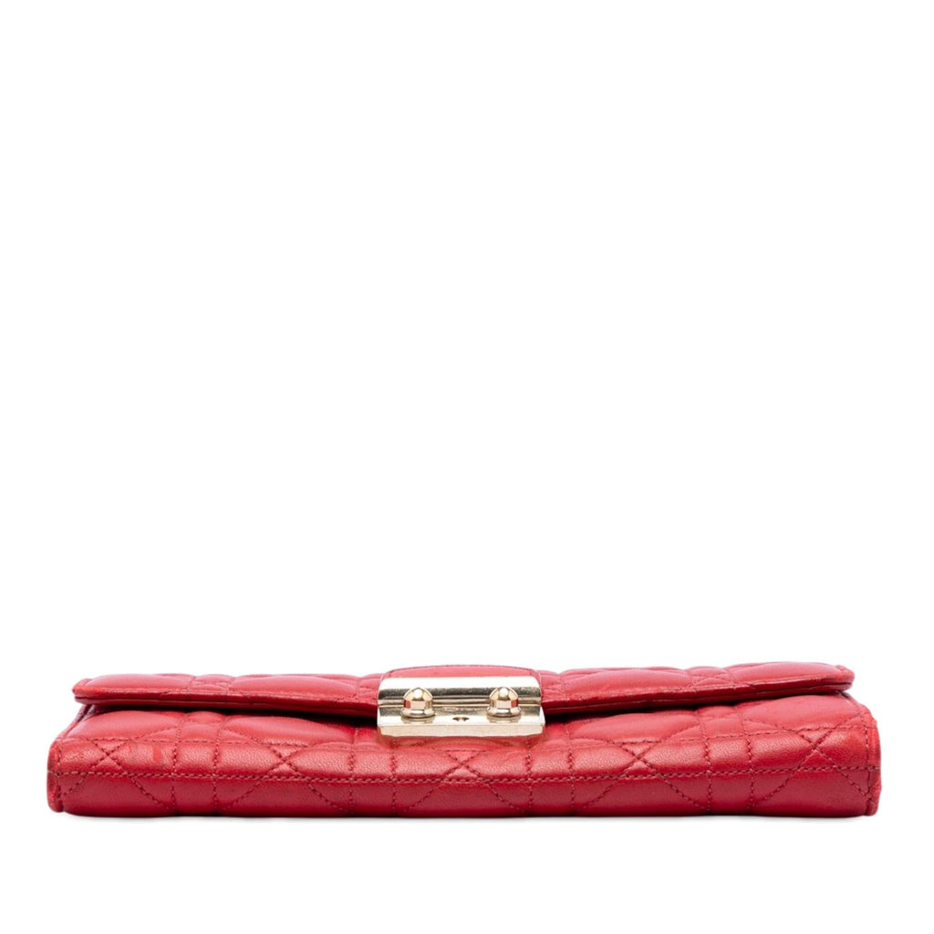 Dior Lambskin Cannage Miss Dior Promenade Wallet on Chain - Red