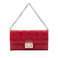 Dior Lambskin Cannage Miss Dior Promenade Wallet on Chain - Red