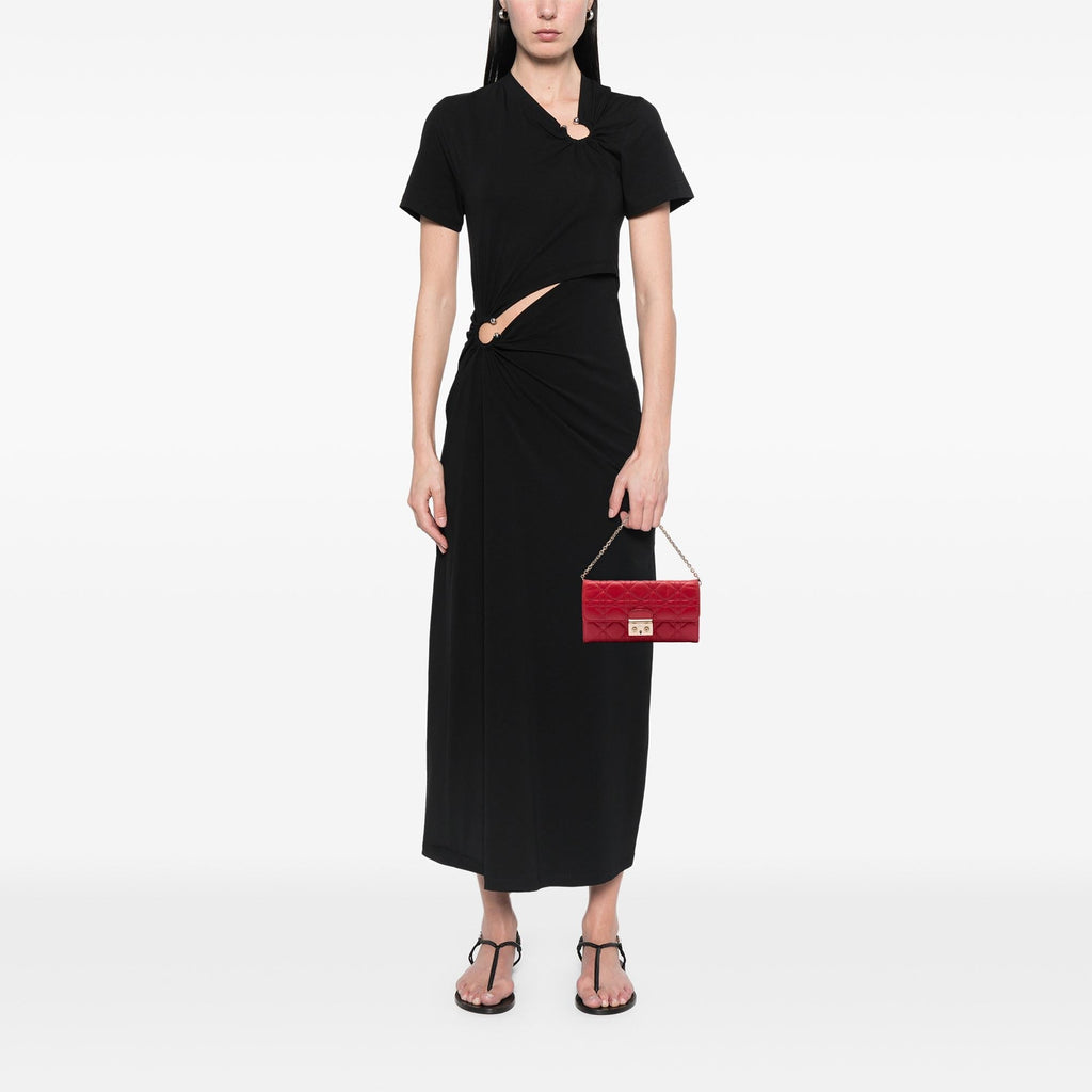Dior Lambskin Cannage Miss Dior Promenade Wallet on Chain - Red