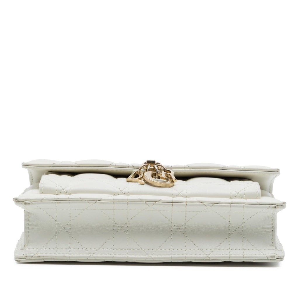 Dior Lambskin Cannage My Dior Daily Chain Pouch Crossbody Bag - White