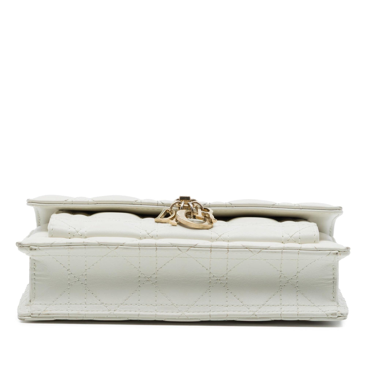 Dior Lambskin Cannage My Dior Daily Chain Pouch Crossbody Bag - White