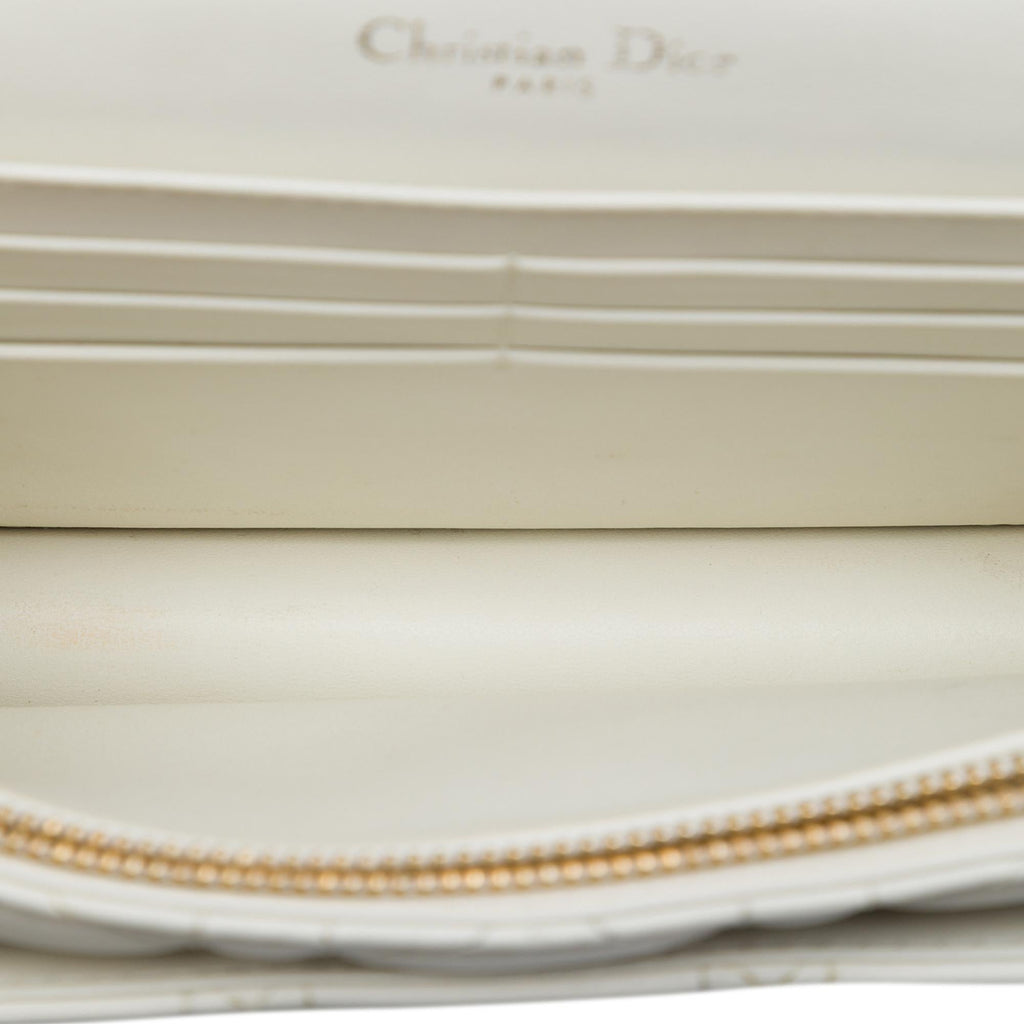 Dior Lambskin Cannage My Dior Daily Chain Pouch Crossbody Bag - White
