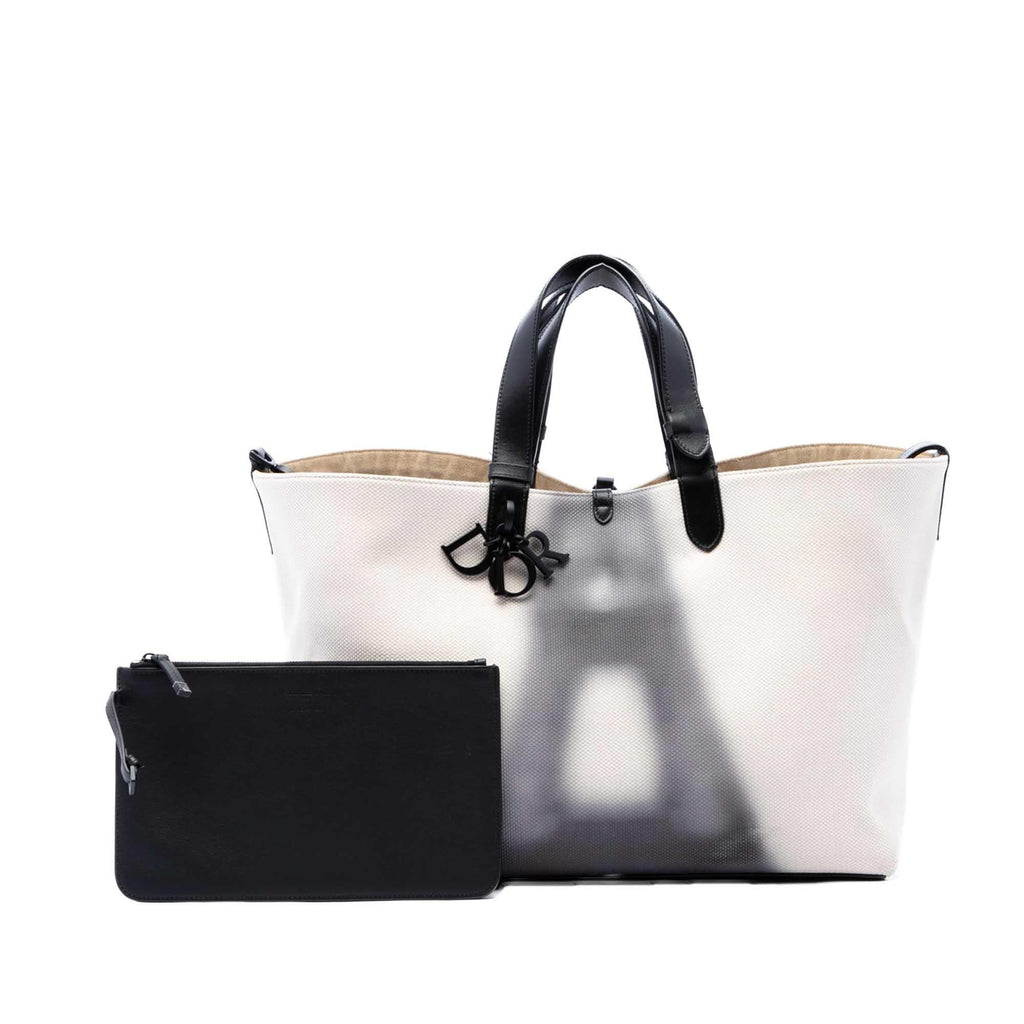 Dior Large Canvas Eiffel Tower Toujours Tote Bag - Black/White