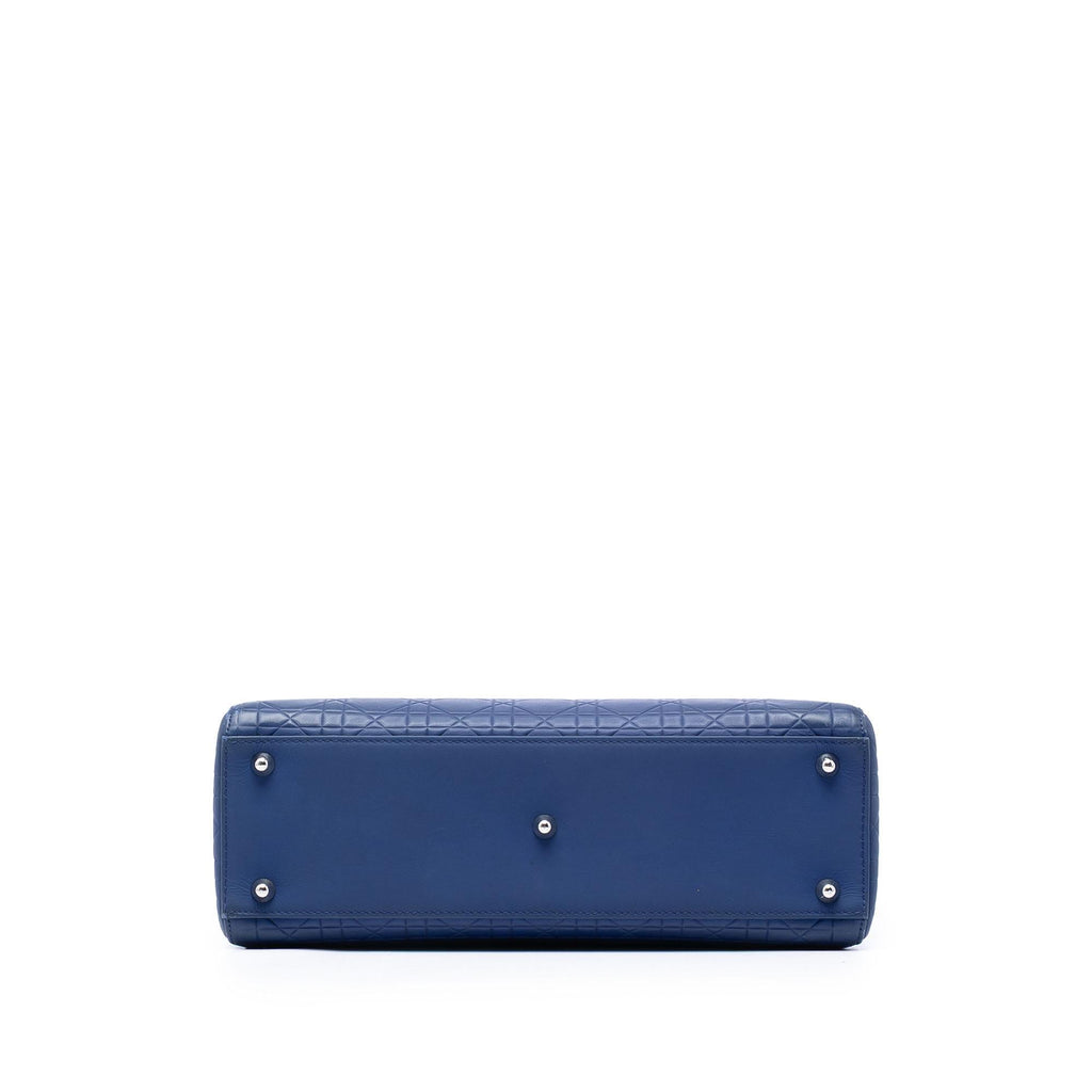 Dior Large Ultra Matte Calfskin Cannage Embossed Lady Dior Satchel - Blue
