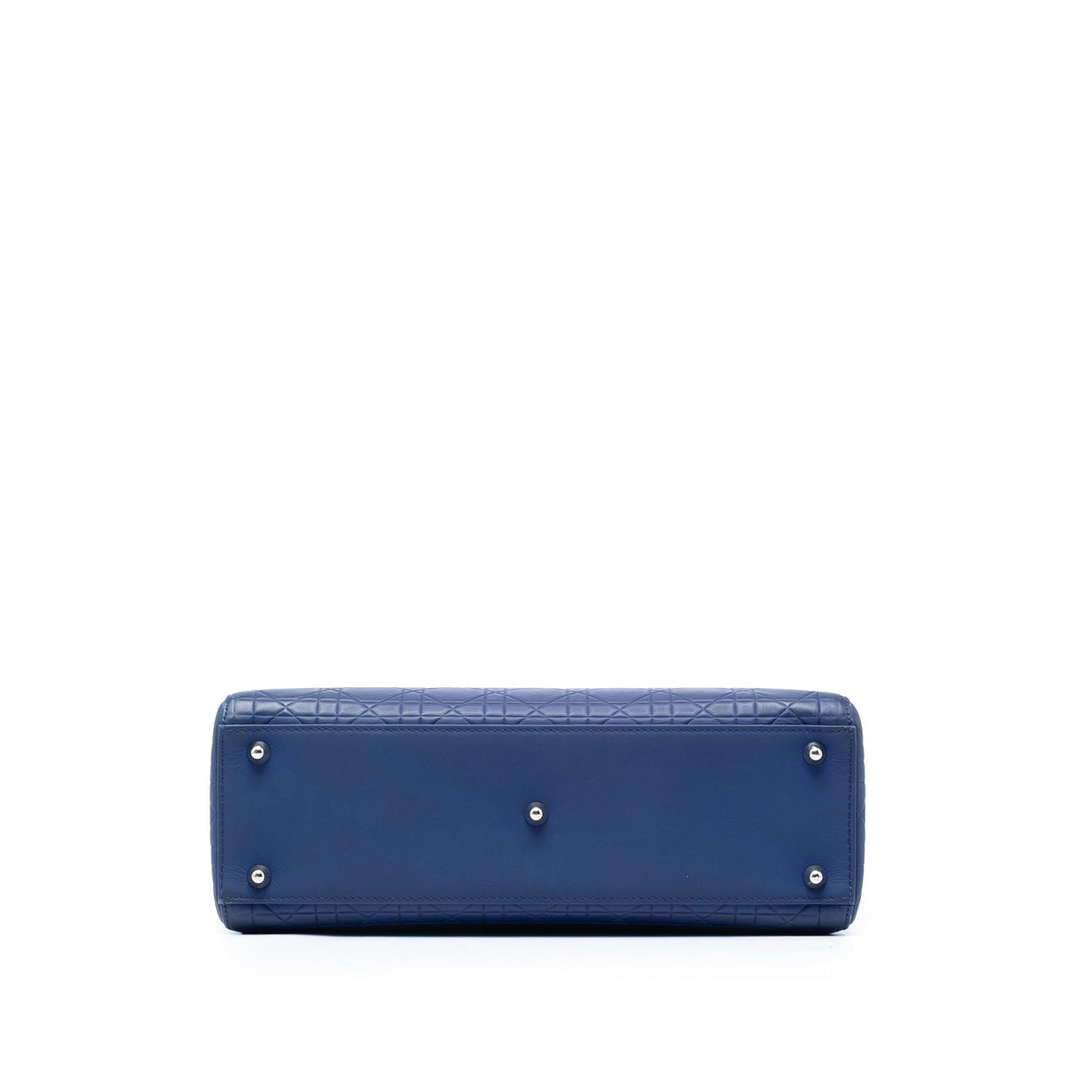 Dior Large Ultra Matte Calfskin Cannage Embossed Lady Dior Satchel - Blue