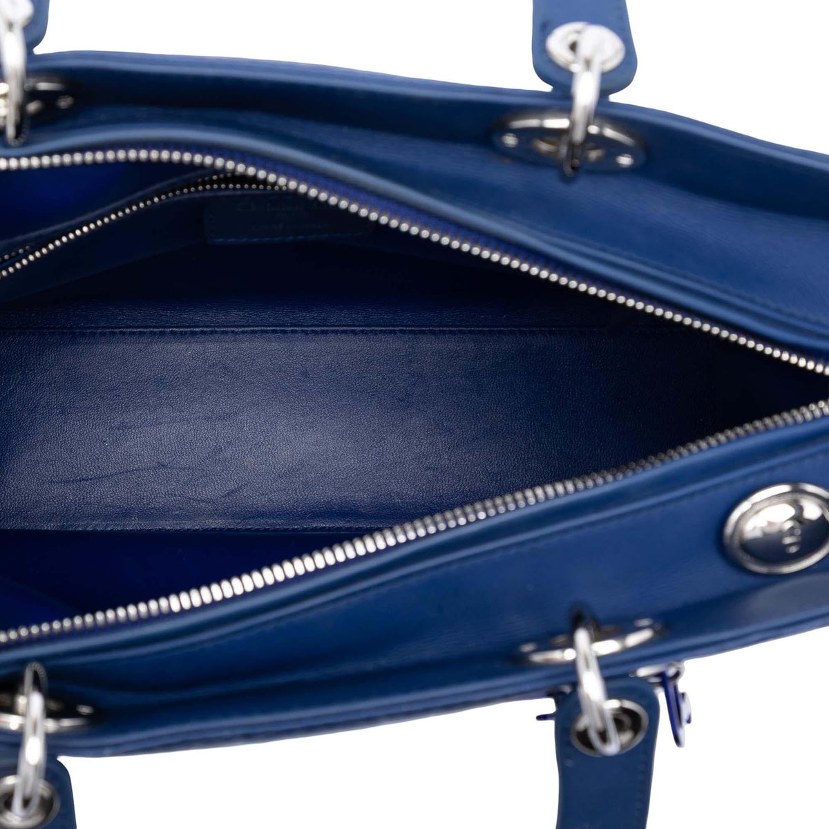 Dior Large Ultra Matte Calfskin Cannage Embossed Lady Dior Satchel - Blue