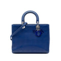 Dior Large Ultra Matte Calfskin Cannage Embossed Lady Dior Satchel - Blue