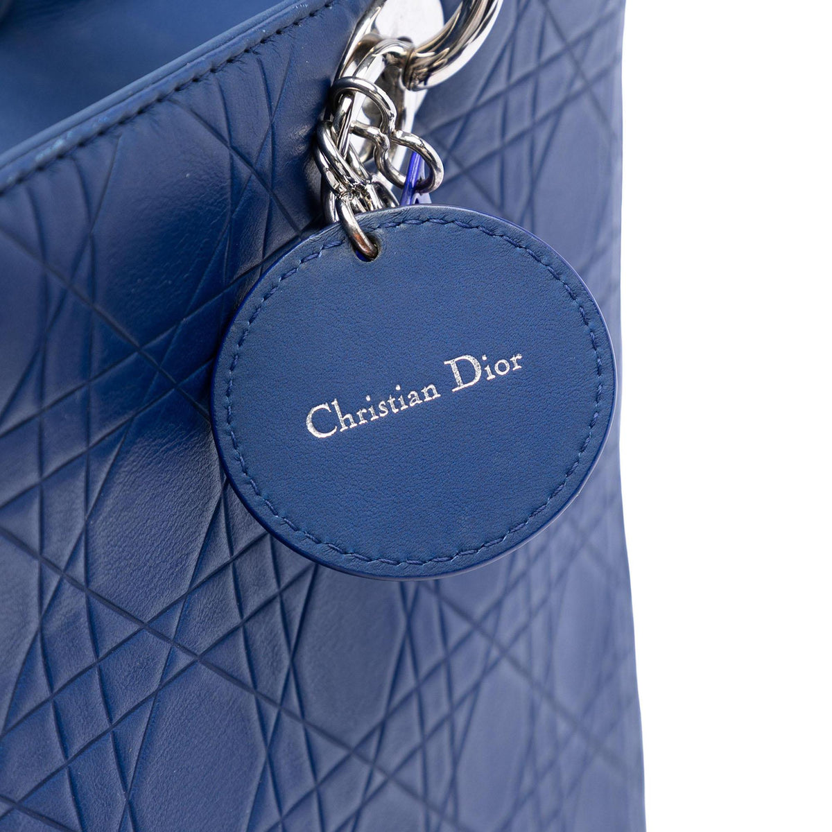 Dior Large Ultra Matte Calfskin Cannage Embossed Lady Dior Satchel - Blue