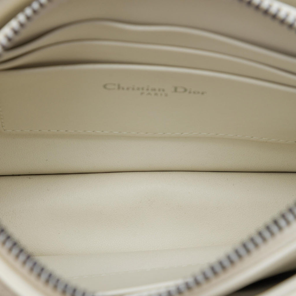 Dior Macrocannage Diamond Calfskin Caro Every Dior Pouch Crossbody Bag - White