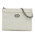 Dior Macrocannage Diamond Calfskin Caro Every Dior Pouch Crossbody Bag - White