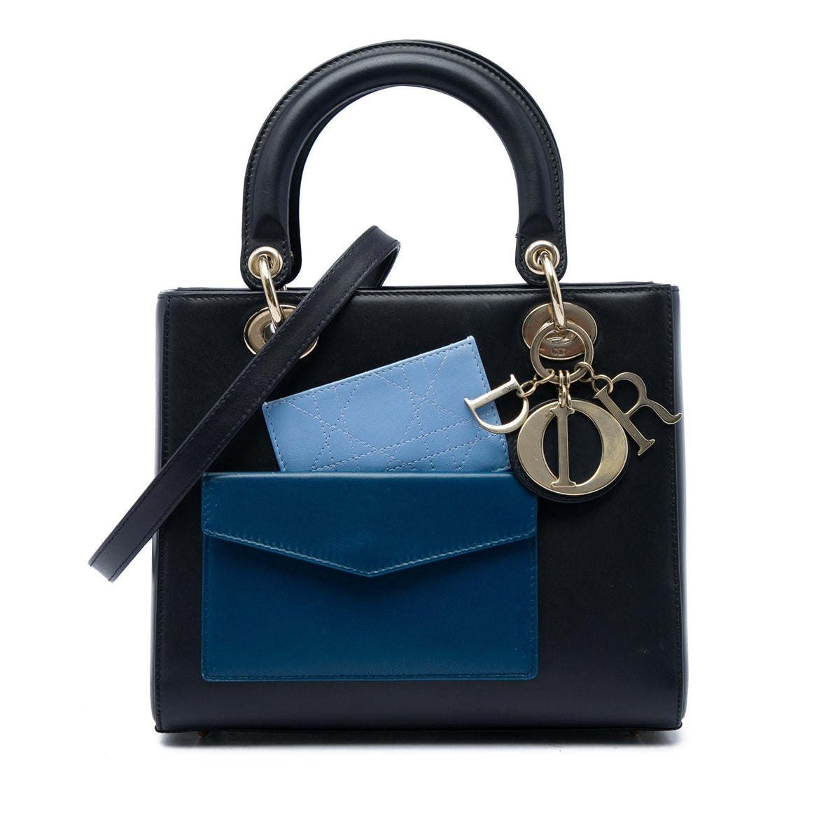 Dior Medium Calfskin Pockets Lady Dior Satchel - Black