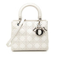 Dior Medium Calfskin Studded Lady Dior Satchel - White