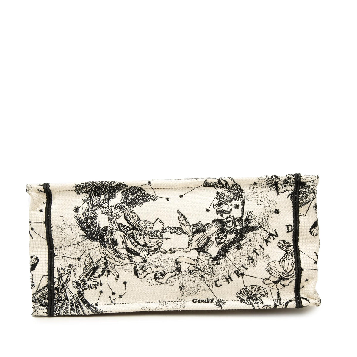 Dior Medium Canvas Embroidered Zodiac Toile De Jouy Book Tote Bag - White