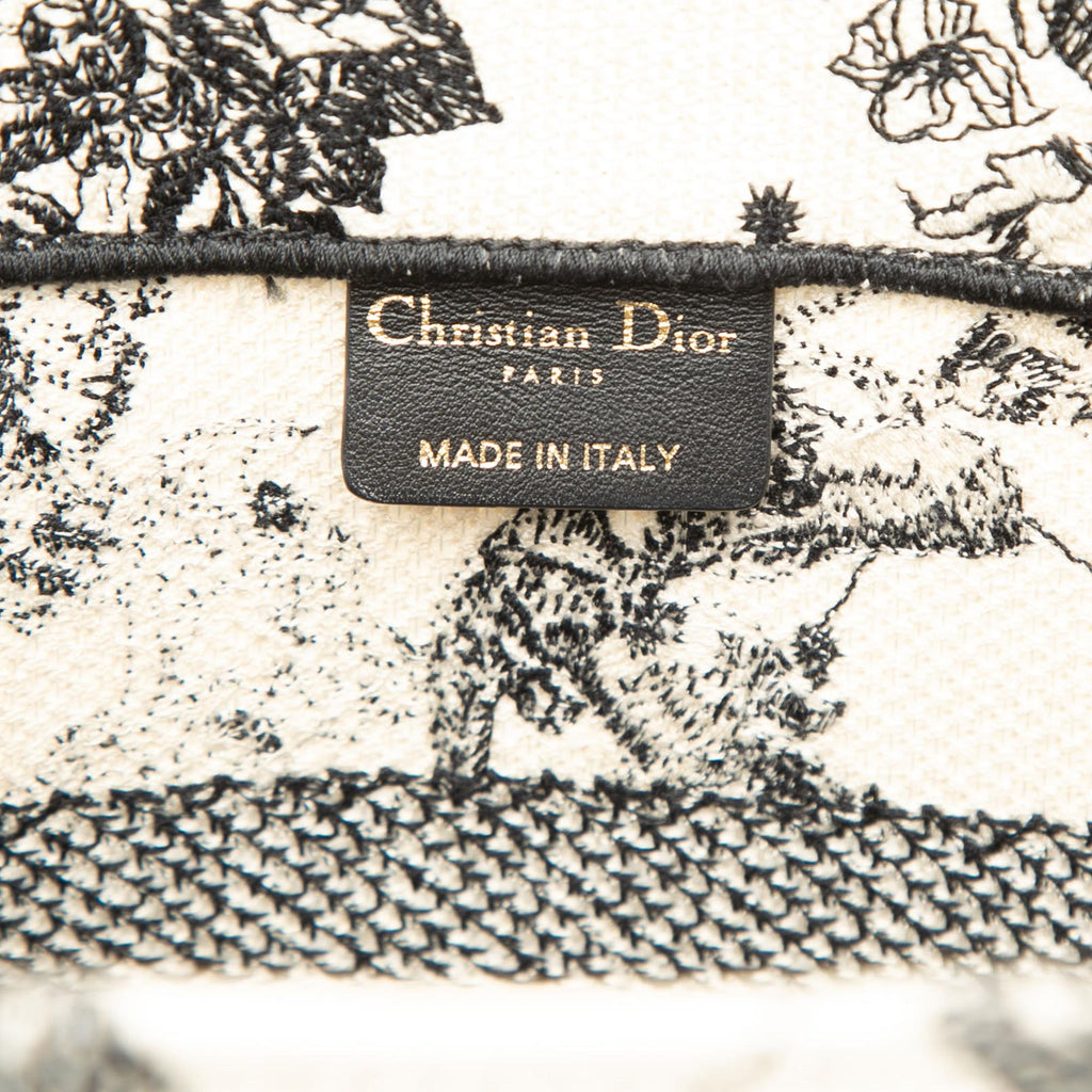 Dior Medium Canvas Embroidered Zodiac Toile De Jouy Book Tote Bag - White