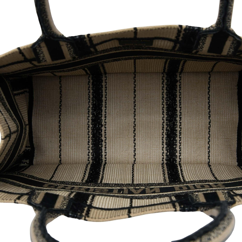 Dior Medium Embroidered Canvas Bayadere Book Tote Bag - Beige