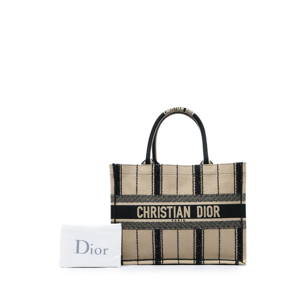 Dior Medium Embroidered Canvas Bayadere Book Tote Bag - Beige