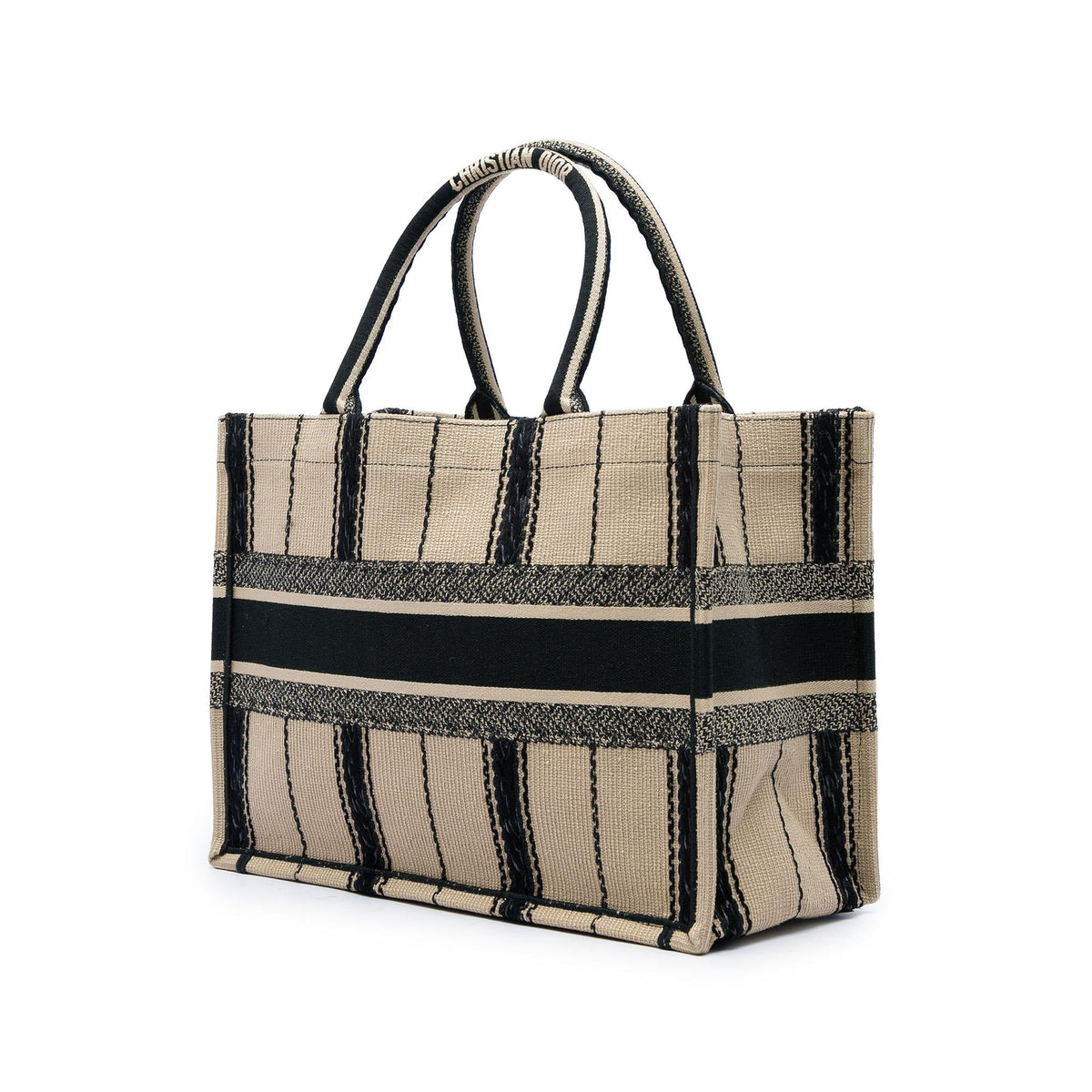 Dior Medium Embroidered Canvas Bayadere Book Tote Bag - Beige