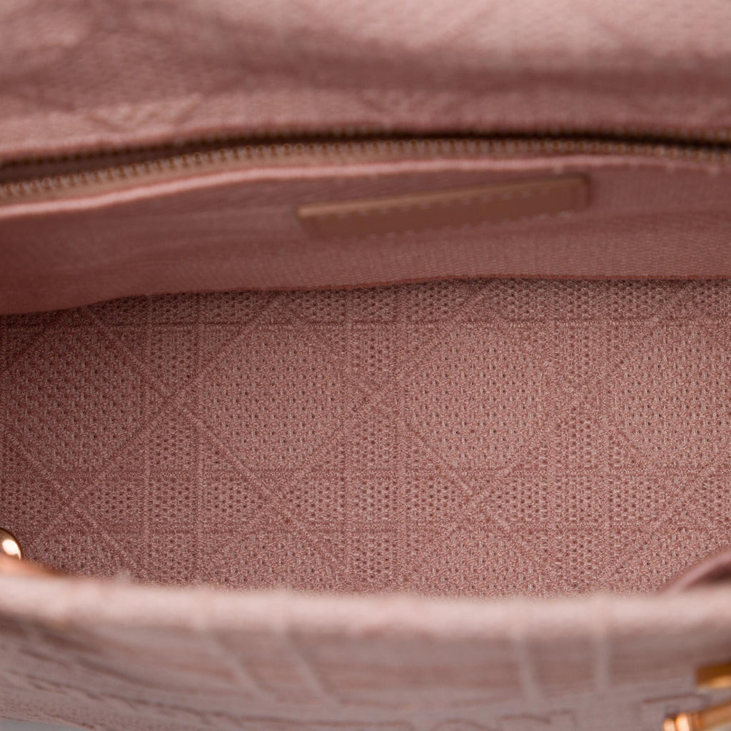 Dior Medium Embroidered Canvas Cannage Lady D Lite Satchel - Pink