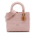 Dior Medium Embroidered Canvas Cannage Lady D Lite Satchel - Pink