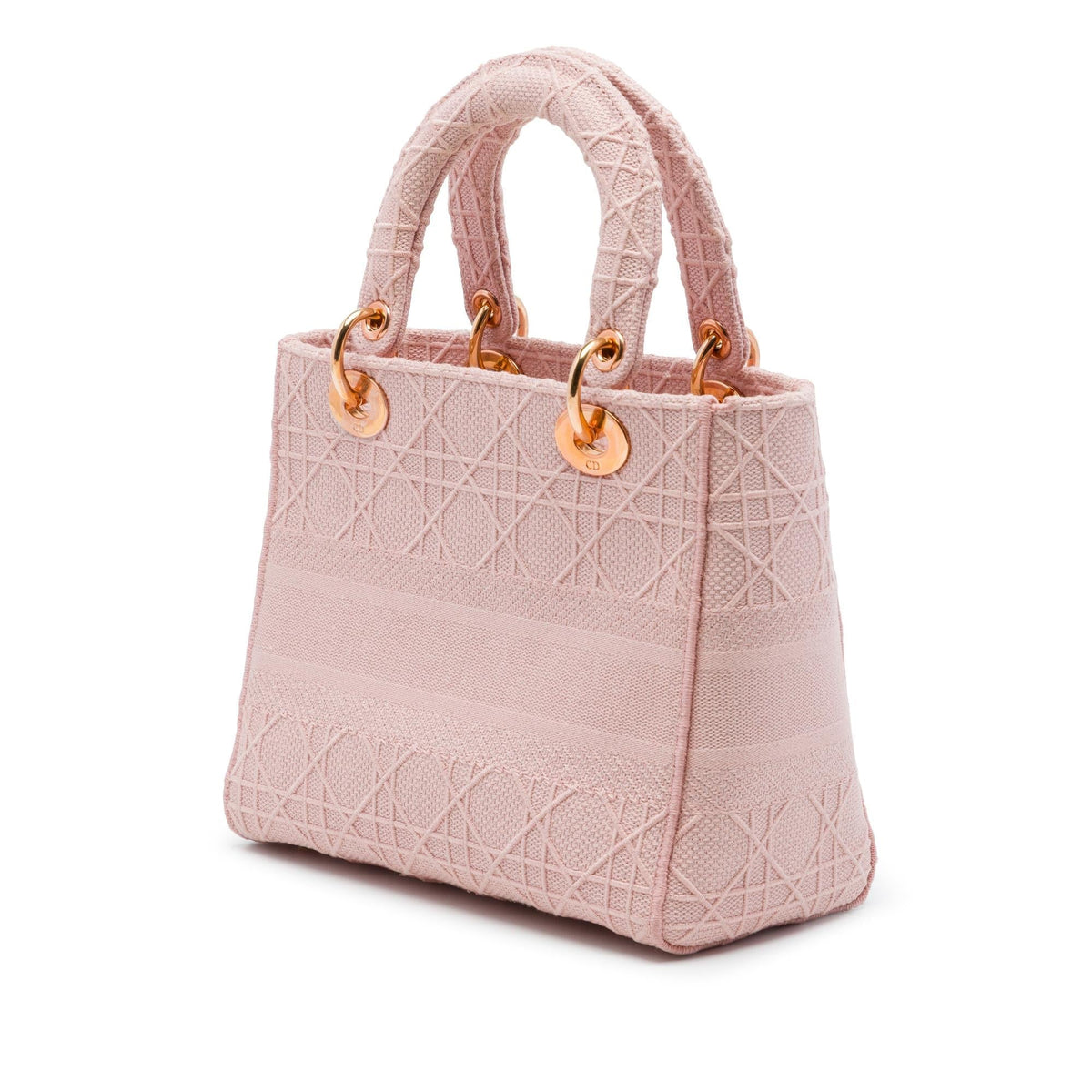 Dior Medium Embroidered Canvas Cannage Lady D Lite Satchel - Pink