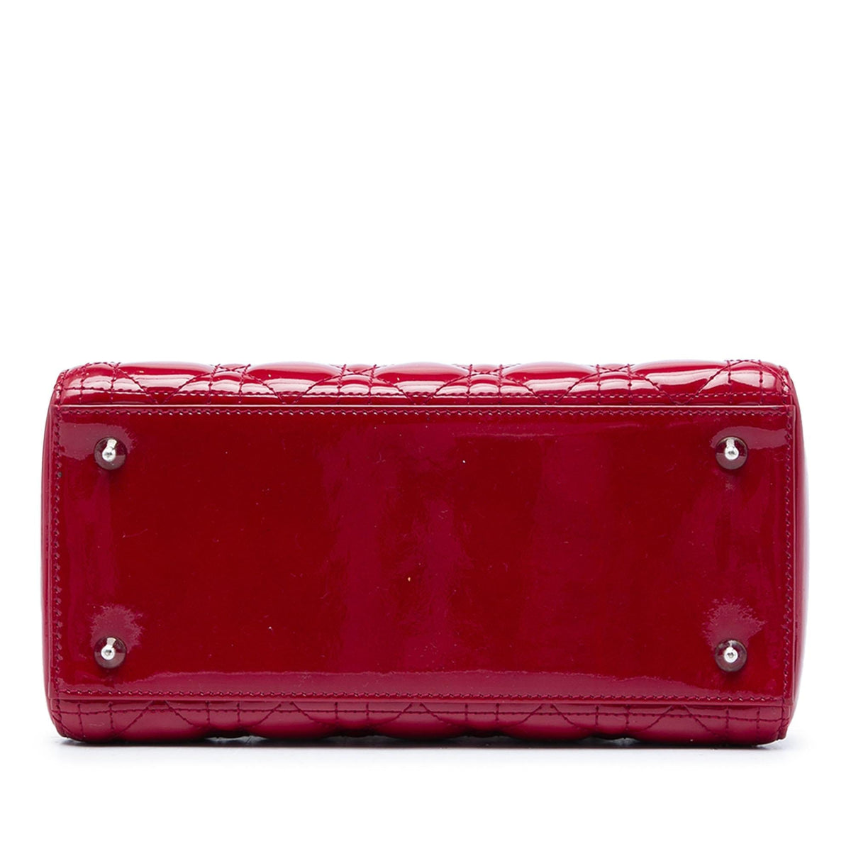 Dior Medium Patent Cannage Lady Dior Satchel - Red