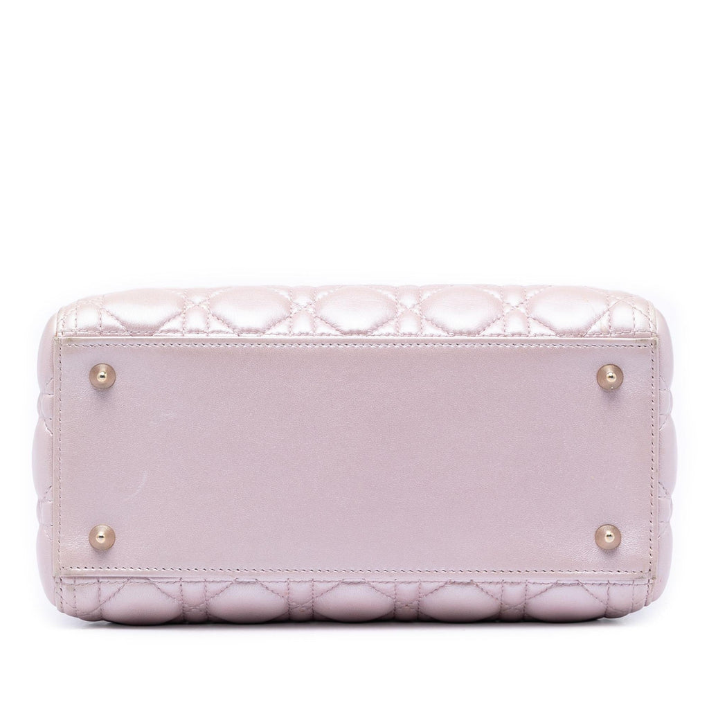Dior Medium Pearlescent Lambskin Cannage Lady Dior Satchel - Pink