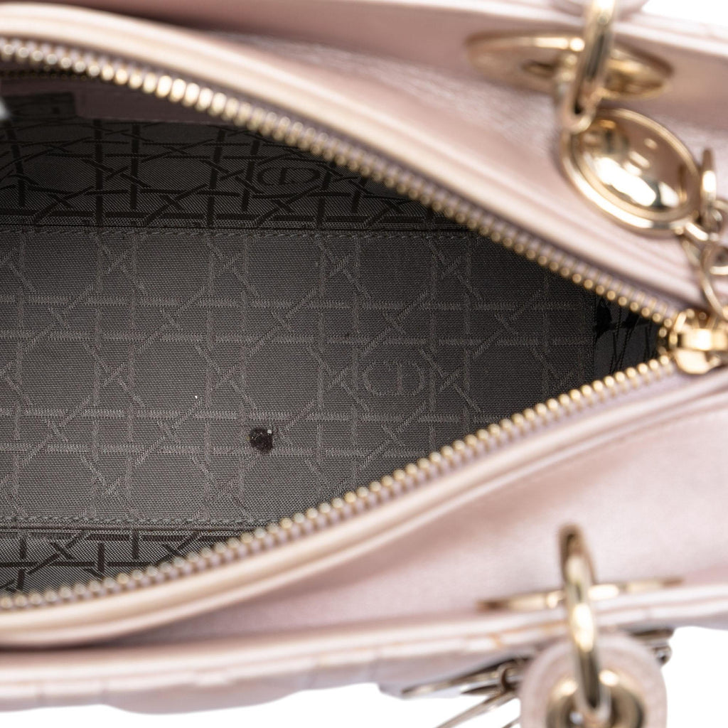 Dior Medium Pearlescent Lambskin Cannage Lady Dior Satchel - Pink