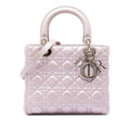 Dior Medium Pearlescent Lambskin Cannage Lady Dior Satchel - Pink