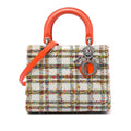 Dior Medium Tweed Lady Dior Satchel - Orange/White